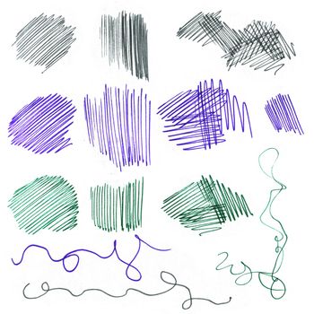 Set of Colorful Liner Stains. Collection of Marker Strokes and Stains of Multicolored Liner Stains.