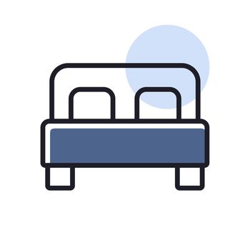 Double bed flat vector isolated icon