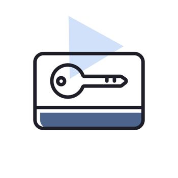 Card key flat vector isolated icon
