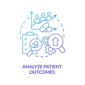 Analyze patient outcomes blue gradient concept icon
