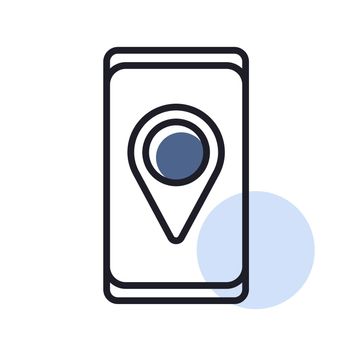 Smartphone with pin location style icon vector