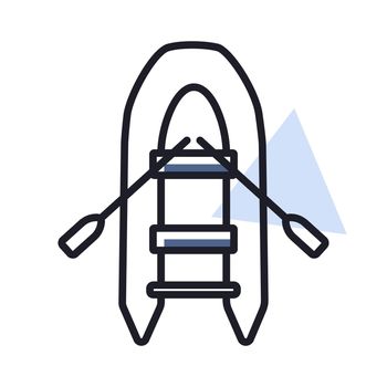 Inflatable rubber boat flat vector isolated icon
