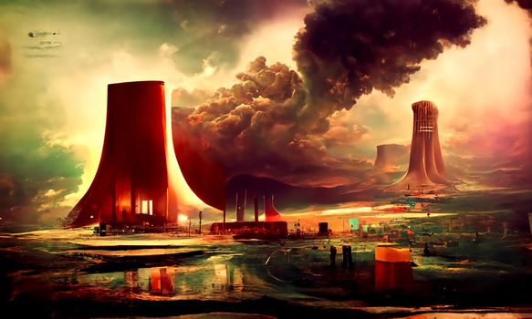 Power Nuclear Power Plant Abstract Art Illustration