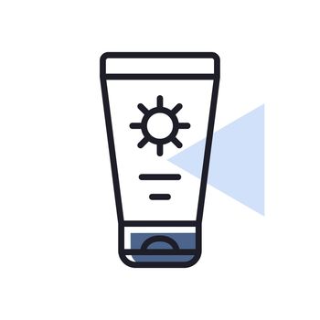 Sunscreen cream in tube flat vector icon