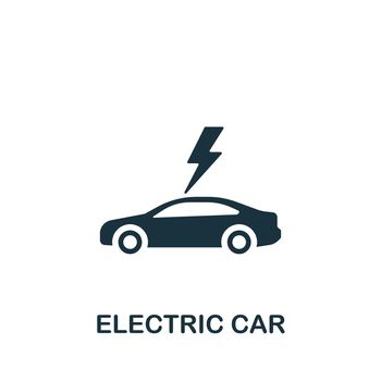 Electric Car icon. Monochrome simple icon for templates, web design and infographics