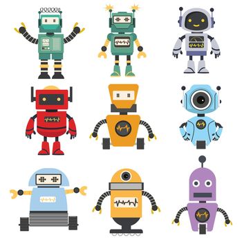 Robot character collection Flat design 