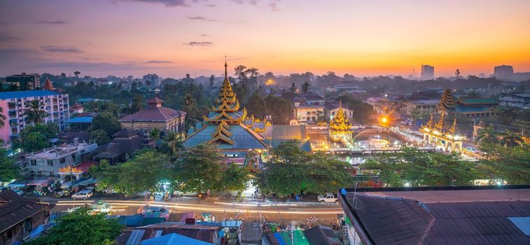 View of downtown Yangon city, Myanmar