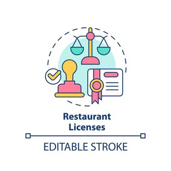 Restaurant licenses concept icon