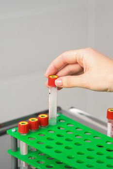 Nurse takes empty blood test tube