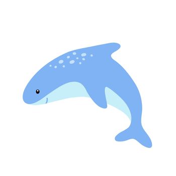 Cute cartoon whale isolated on white background. Vector illustration for kids