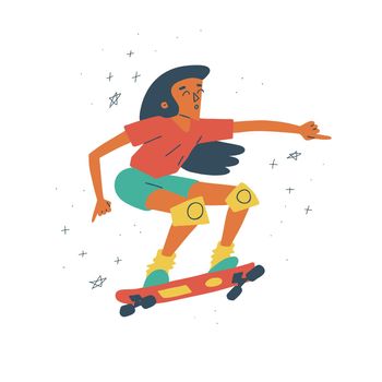 Teenager skateboarding girl.