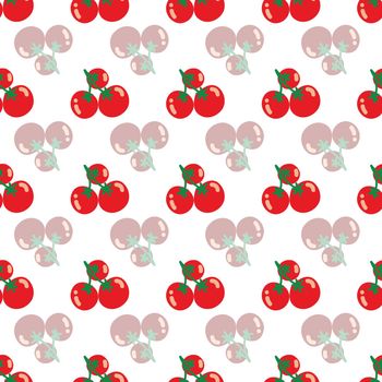 Cherry tomato repeat pattern on white background