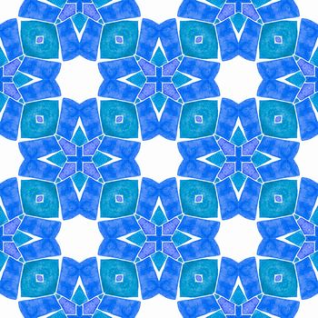 Tropical seamless pattern. Blue wonderful boho
