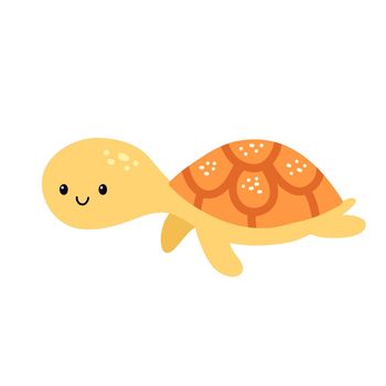 Cute cartoon turtle isolated on white background. Vector illustration for kids