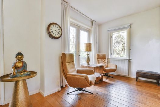Elegant armchair in spacious room