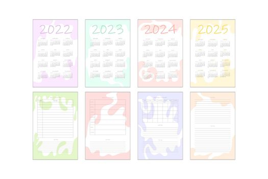 2022 2023 2024 2025 calendar and daily weekly monthly planner to do list with delicate minimalist design