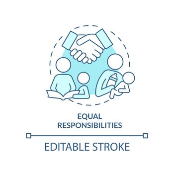 Equal responsibilities turquoise concept icon