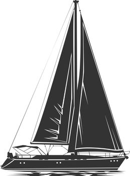 Sailing yacht vector silhouette