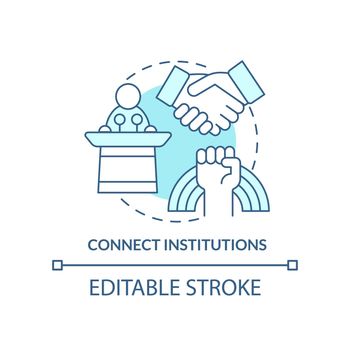 Connect institutions turquoise concept icon