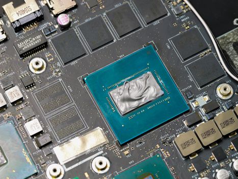 Graphics processor, GPU on the motherboard of a laptop computer.