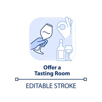 Offer tasting room light blue concept icon
