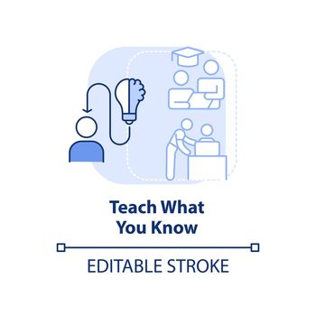 Teach what you know light blue concept icon