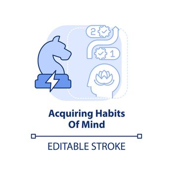 Acquiring habits of mind light blue concept icon