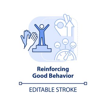 Reinforcing good behavior light blue concept icon