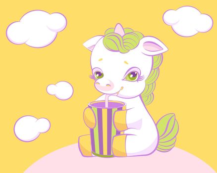 Cute little unicorn drinks