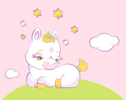 Cute little unicorn with a star crown