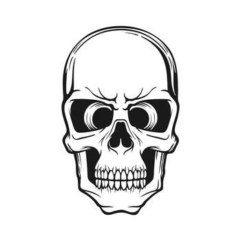Human skull stylized vector monochrome logo