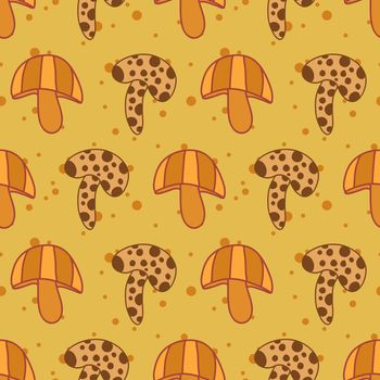 Orange mushrooms vector repeat pattern background design