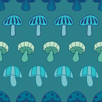 Abstract blue mushrooms repeat pattern background design
