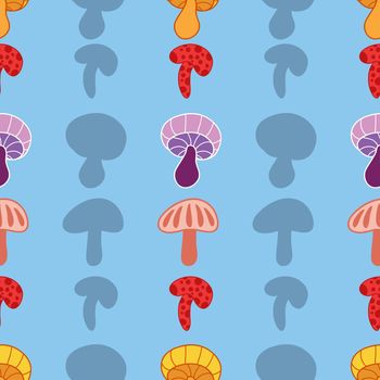 Colorful mushrooms repeat pattern illustration design background