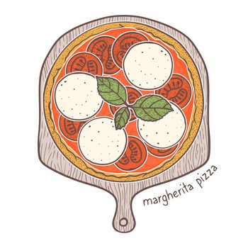 Marghrita Pizza, sketching illustration