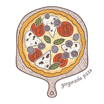Gorgonzola Pizza, sketching illustration