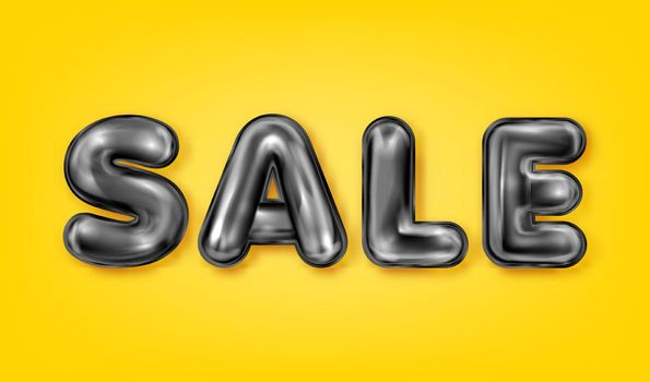 Sale black latex lettering on the yellow background