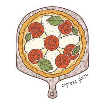 Caprese Pizza, sketching illustration