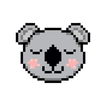 Koala head in pixel art style