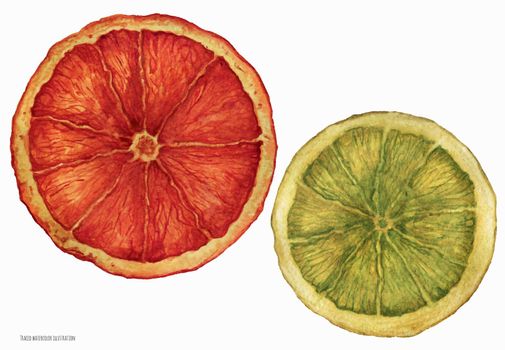Christmas Watercolor Slices of Dried Oranges