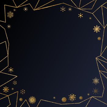 Christmas Festive Background With Gold Glitter Snowflakes