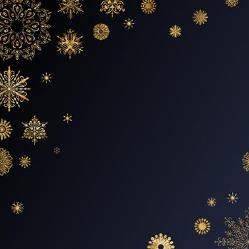 Christmas Festive Background With Gold Glitter Snowflakes