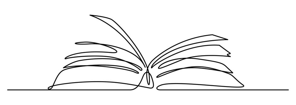 open book one line drawing illustration