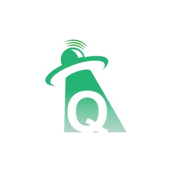 Ufo catch letter Q icon design illustration