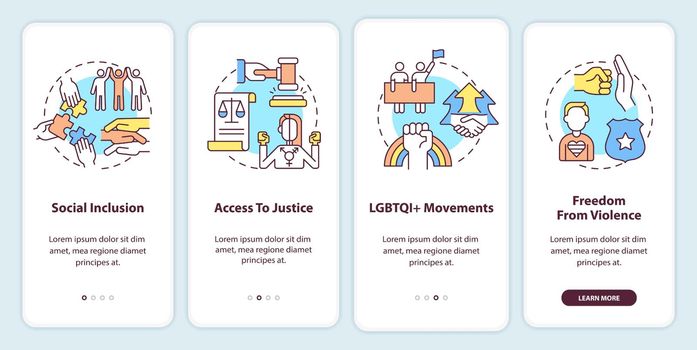 LGBT community programs onboarding mobile app screen