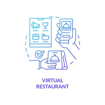 Virtual restaurant blue gradient concept icon