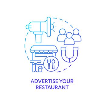 Advertise restaurant blue gradient concept icon