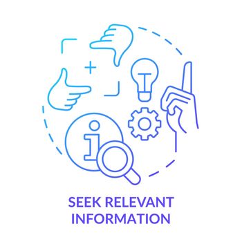 Seek relevant information blue gradient concept icon