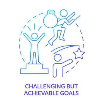 Challenging but achievable goals blue gradient concept icon