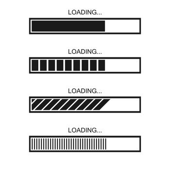 Vector progress loading bar set. Process indicator.